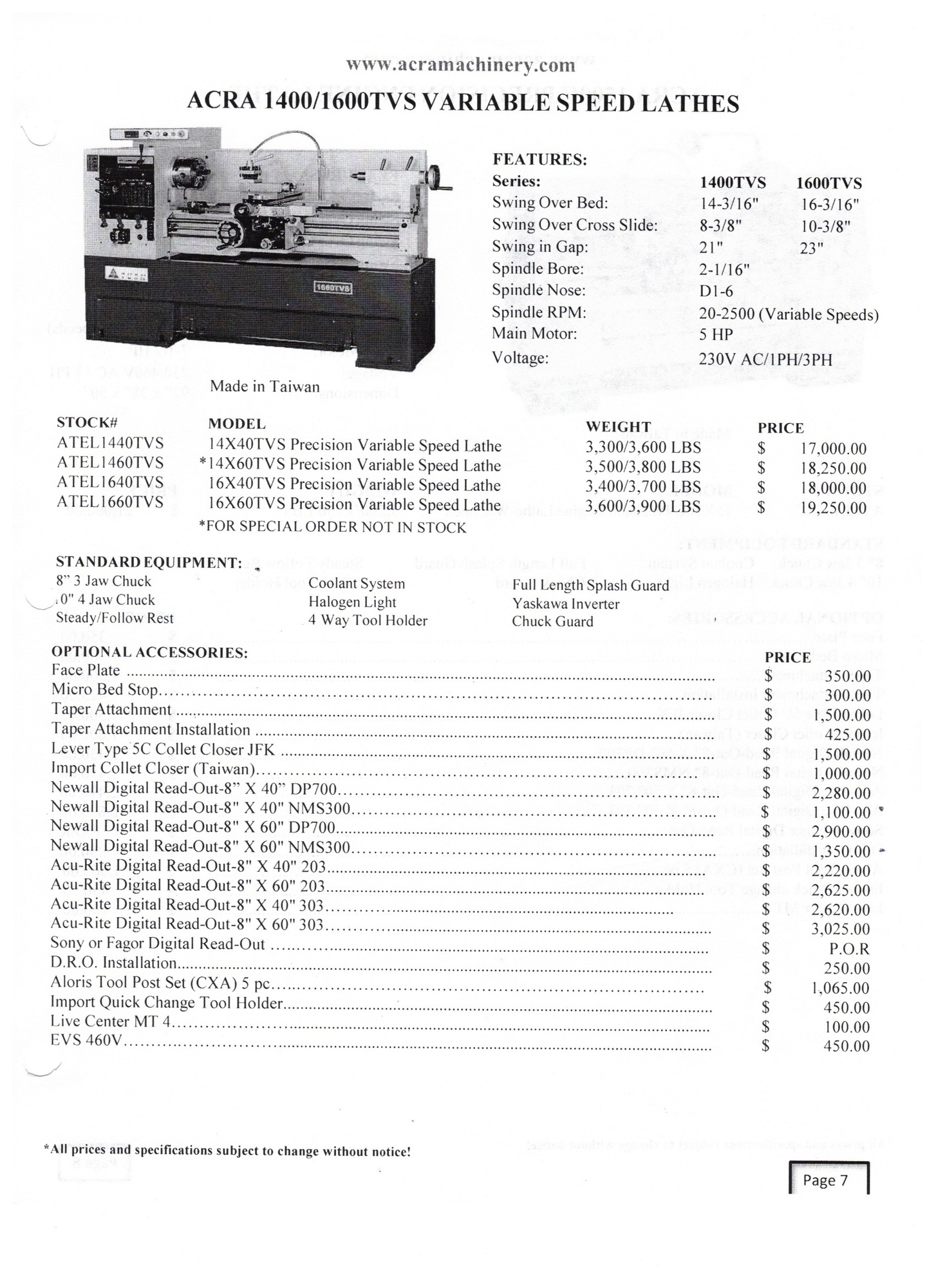 2021 ACRA 1440 TVS Engine Lathes | Blackout Equipment, LLC