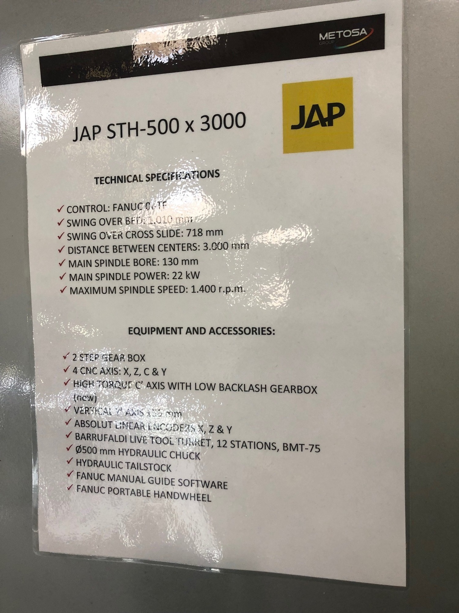 2022 METOSA JAP STH 500 3000 CNC Lathes | Blackout Equipment, LLC